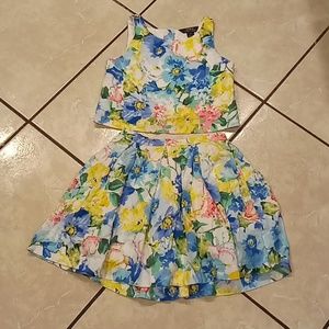 Polo Ralph Lauren Girls Summer Floral Skirt and Top Set Size 12